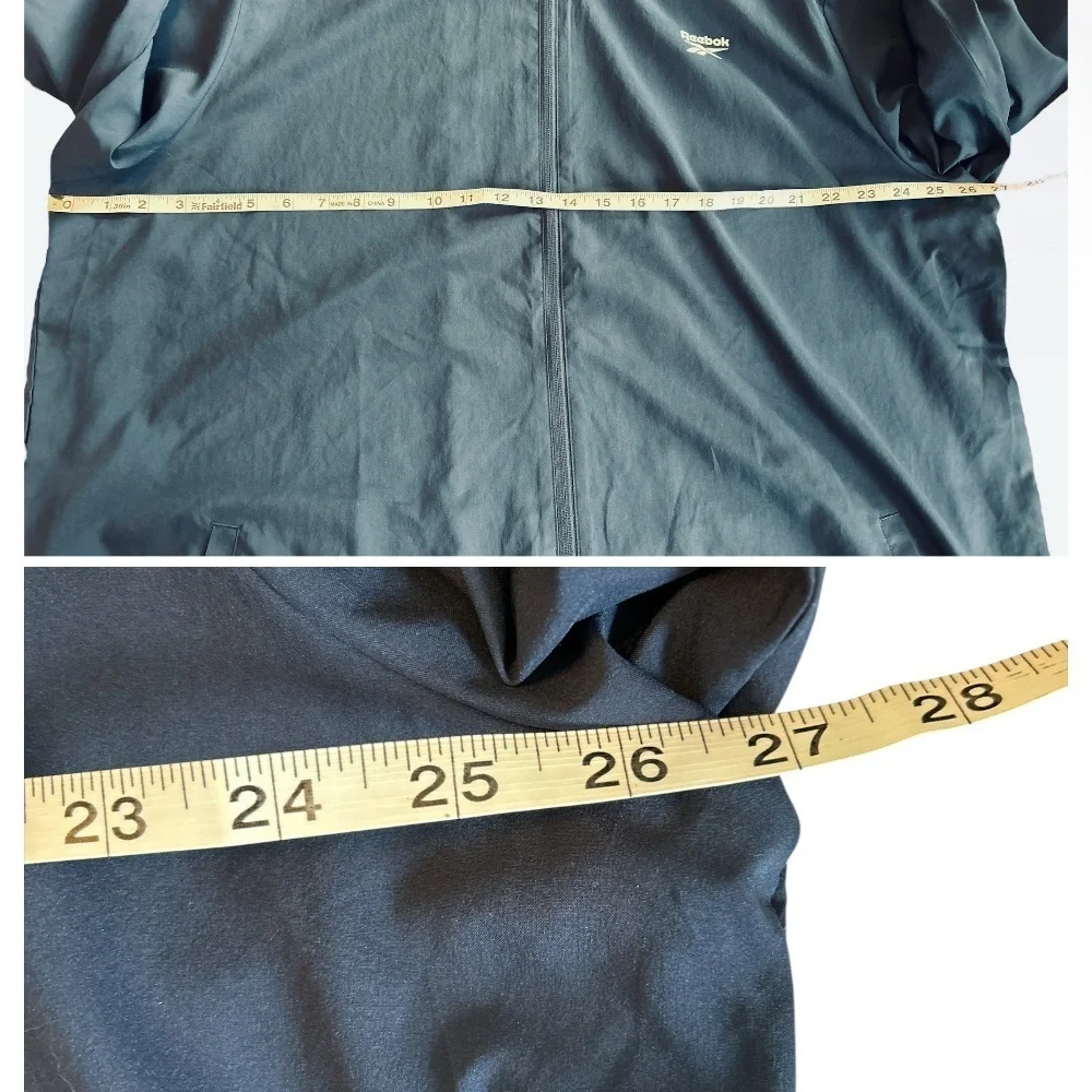 Reebok Men's Training Essentials Jacket Lightweight Full Zip Hooded Navy 2XL NWT